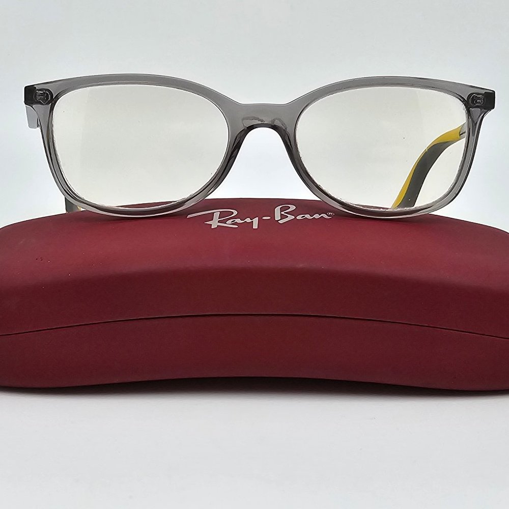 Ray-Ban Jr. RB1586 3774 Transparent Grey Yellow Kids Eyeglasses w Case 49-16-130